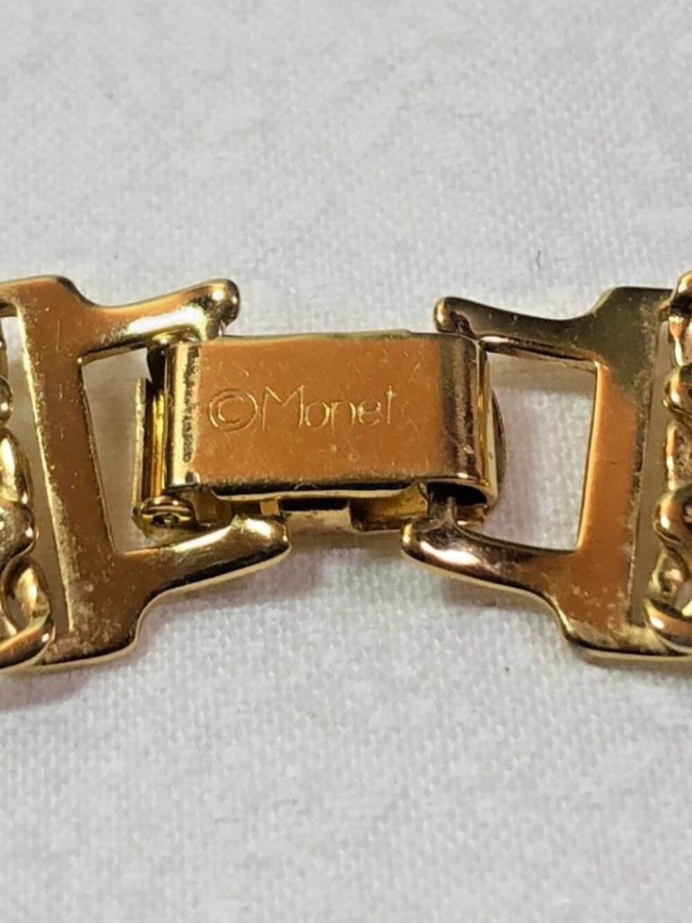 Monet Woven Flat Chain Collar Retro Vintage Gold Toned Necklace 16 Inch - Picture 10 of 11
